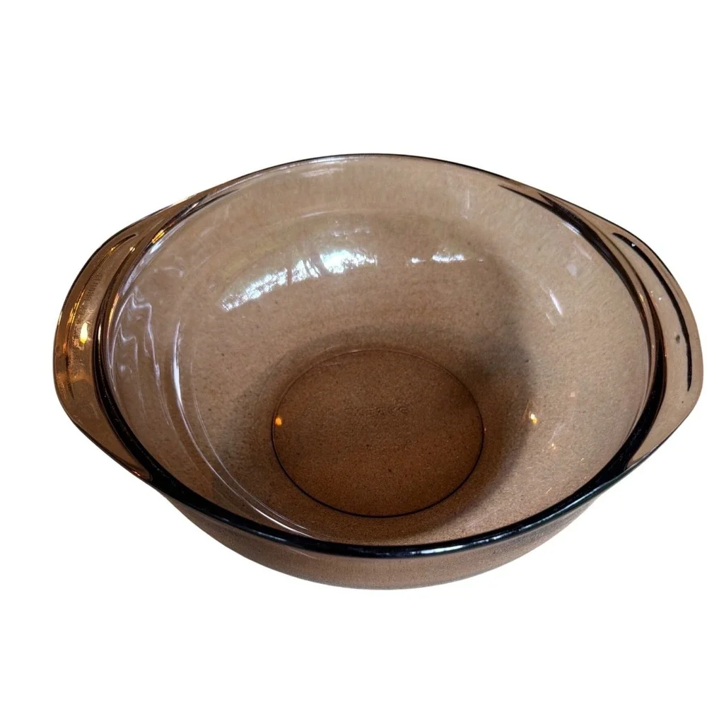 Pyrex Visions 1980s Vintage Brown Retro Serving Bowl | Amber Glass Casserole